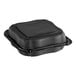 A black square Genpak plastic container with a black lid.