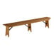 A Lancaster Table & Seating Vineyard Series wooden bench with metal brackets.