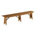 A Lancaster Table & Seating wooden outdoor folding bench with a metal bracket.