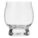 A clear glass with a short rim.