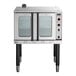 A Cooking Performance Group deep depth single deck commercial convection oven with double glass doors.