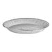 A white round Baker's Lane foil pie pan with a circular edge and silver rim.