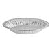 A silver foil pie pan with a white background.