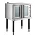 A silver Cooking Performance Group commercial convection oven with a glass door.