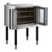 A stainless steel Cooking Performance Group single deck convection oven with a glass door open.