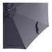 An indigo blue umbrella canopy for a steel push lift umbrella with a white handle.