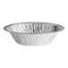 A round silver foil pan with a white background.