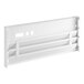 A white metal front grille with holes in the corners.