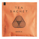 A white Dona The Field Herbal Tea sachet packet with a black triangle and a triangle in the center.