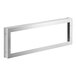 A silver rectangular metal frame for a white background with screws.