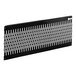 A black metal rectangular panel with holes.