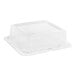 A clear PET plastic lid for a Front of the House square plate.