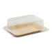A clear PET plastic lid on a clear PET plastic container.
