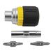 A Klein Tools ratcheting stubby screwdriver with bits.