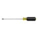 A Klein Tools Phillips screwdriver with a black metal tube and yellow handle.