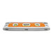 A white and orange Klein Tools aluminum torpedo level.