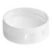 A white plastic 38/400 flip top lid with a white pressure sensitive liner.