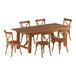 A Lancaster Table & Seating Vineyard Series Barrel Brown outdoor folding table with 6 Cross Back chairs.