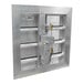 A metal square motorized shutter for an exhaust fan.