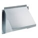 A silver metal Canarm exhaust fan hood for a wall-mounted fan.
