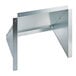 A galvanized metal wall mounted hood with a metal plate with holes.