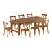 A Lancaster Table & Seating Vineyard Series outdoor dining table with 8 chairs, including 8 with cross back designs.