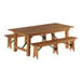 A Lancaster Table & Seating Vineyard Series wooden table with two folding benches.