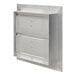 A metal backdraft damper with shutters on both sides.