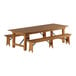 A Lancaster Table & Seating wooden picnic table with benches.