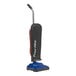 A blue and black Powr-Flite bagged upright vacuum cleaner on a white background.