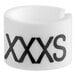 A white 1/2" size marker ring with black text reading "XXXS"