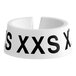 A white ring with black letters that say "XXS"