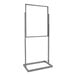 A chrome rectangular metal sign holder with a rectangular metal frame.