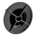 A black circular thermostat dial with a cross in the center.