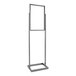 A metal stand with a rectangular tubing frame.