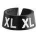 A black 3/4" size marker ring with white letters that say "XL"