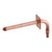 A copper pipe with a square metal mounting ear on it.