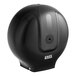 A black round Lavex toilet paper dispenser with a round lid.