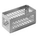 An American Metalcraft stainless steel collapsible milk crate riser with a lattice pattern.