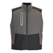 A charcoal grey RefrigiWear insulated vest with orange trim and a zipper.