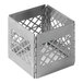 An American Metalcraft stainless steel milk crate riser with a grid pattern.