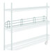 A white metal shelf with a green Regency wire shelf ledge attached.