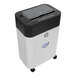 An HP micro-cut shredder with black and white trim on a white background.