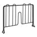 A black metal wire shelf divider with two bars.