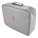 A grey Royal firesafe case with a red logo and a handle.