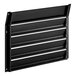 A black metal front grille with white stripes for Avantco refrigeration equipment.