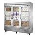 A True Glass Door Reach-In Freezer in a school kitchen.