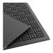 A close-up of a black Lavex parquet entrance mat with a pattern.