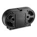 A black plastic Lavex double roll toilet tissue dispenser with holes.