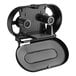 A black plastic Lavex Double Roll Jumbo Toilet Tissue Dispenser with a lid.